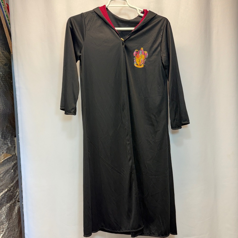 Harry Potter Costume Robe Kids L/XL Black Gryffindor Hooded Wizard Cloak